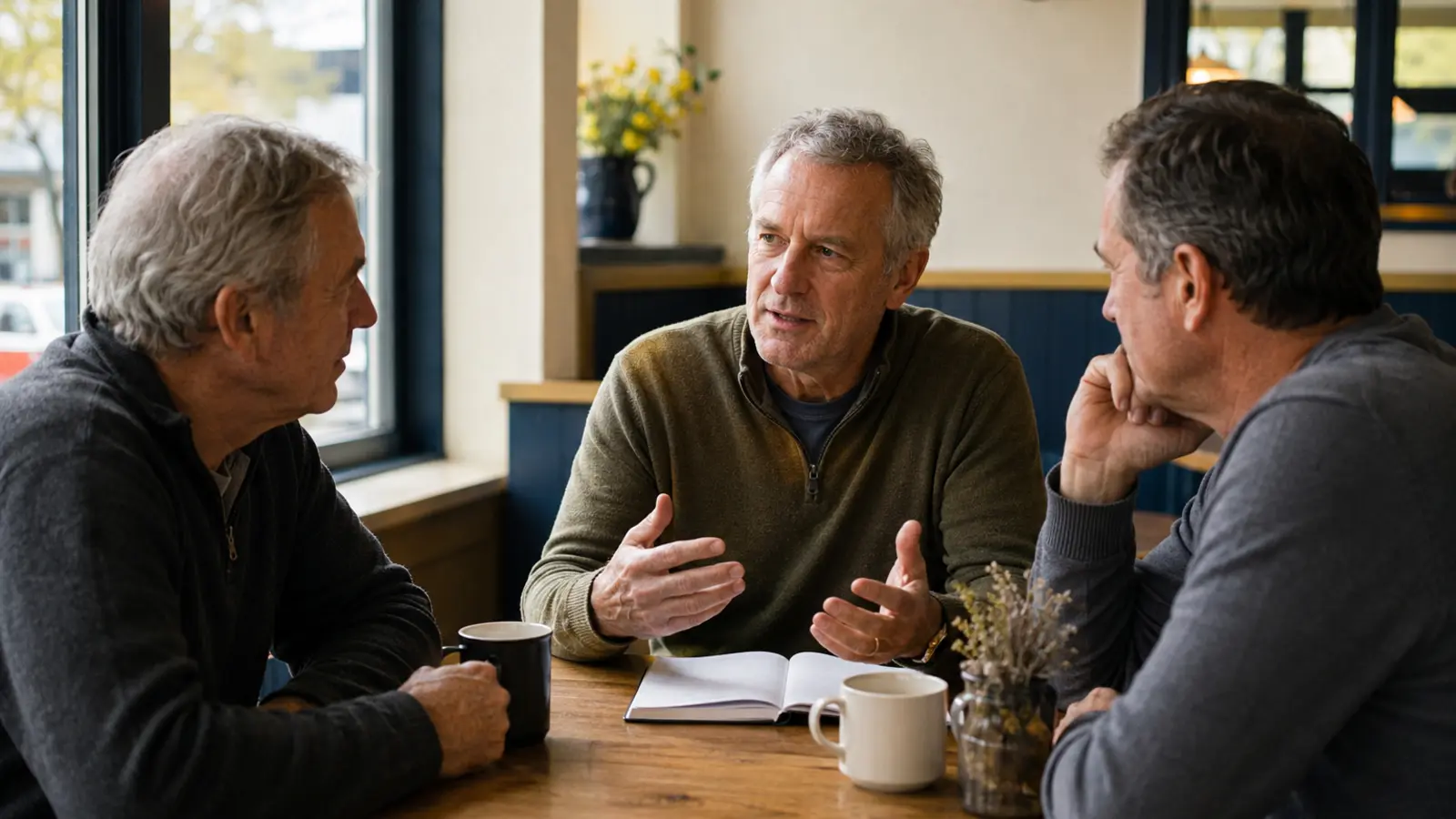 Three adults over 50 discussing when experience has been especially useful.