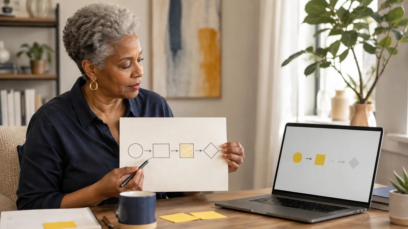 Adult over 50 deciding whether to automate a repeated business task.
