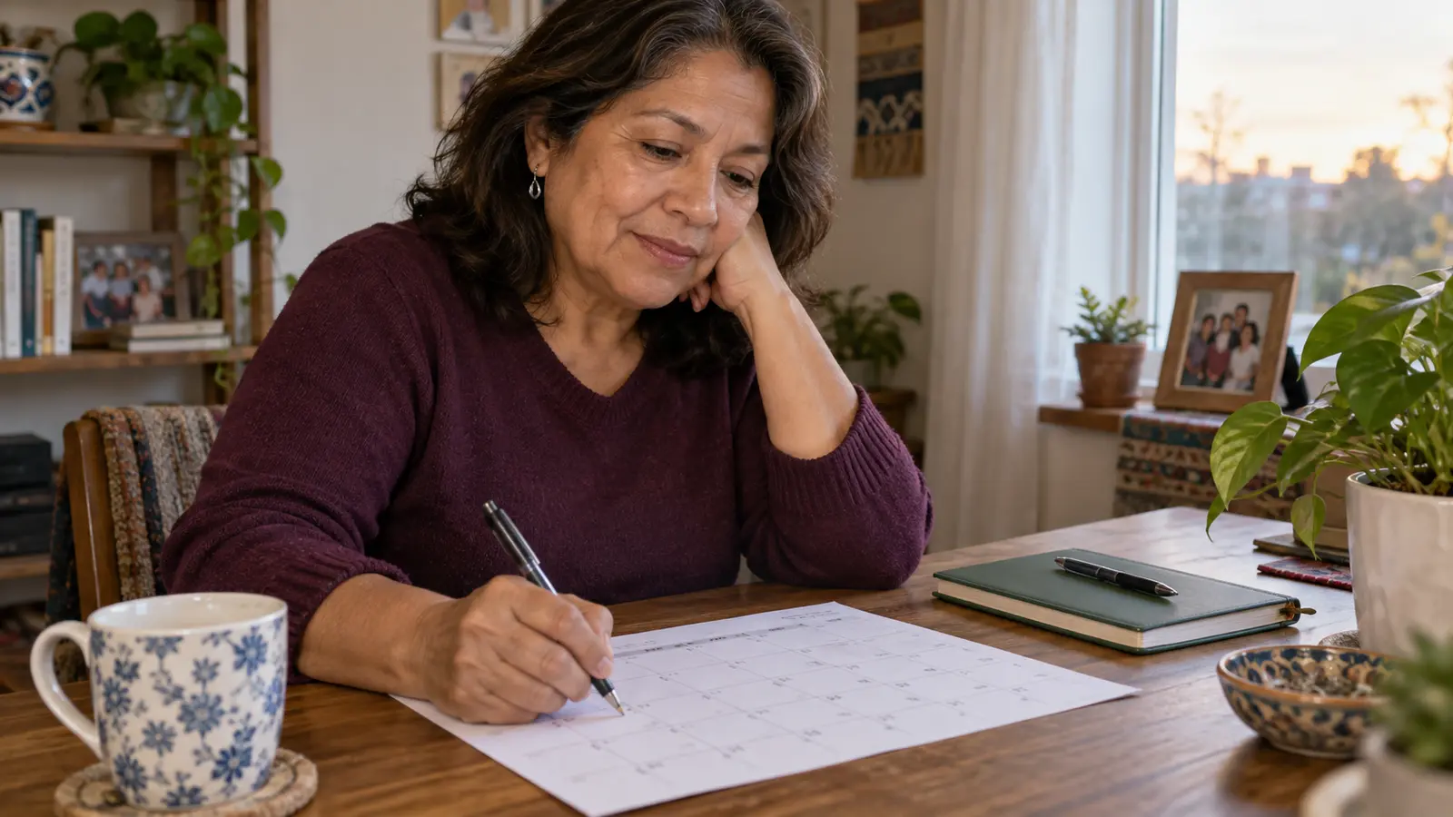 Woman over 50 planning one manageable next step instead of a distant five-year plan.